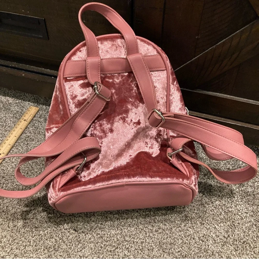 Design Lab - Lord & Taylor Crushed Velvet Backpack~Pink - Like New